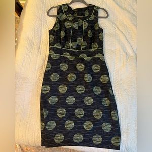 Shift dress, navy blue and lime green